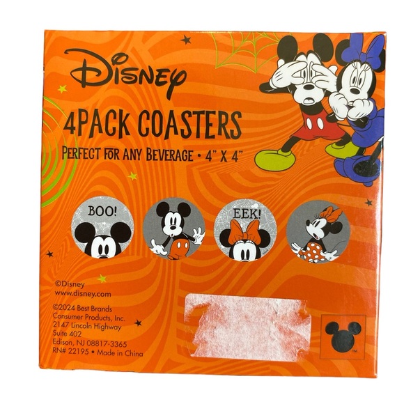 New! Disney Boo 👻 4 Pack Mickey & Minney Coasters Set - Picture 3 of 4